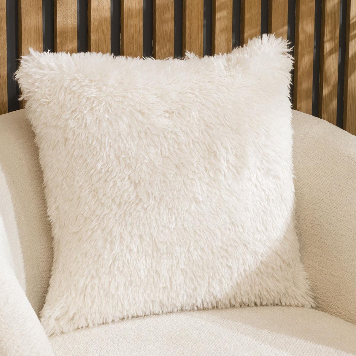 Lennox Ivory White Fluffy Scatter Cushion 45cm