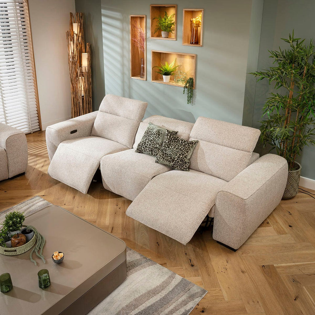 Lola Modern 3 Seater Electric Recliner Sofa Beige 282cm 1