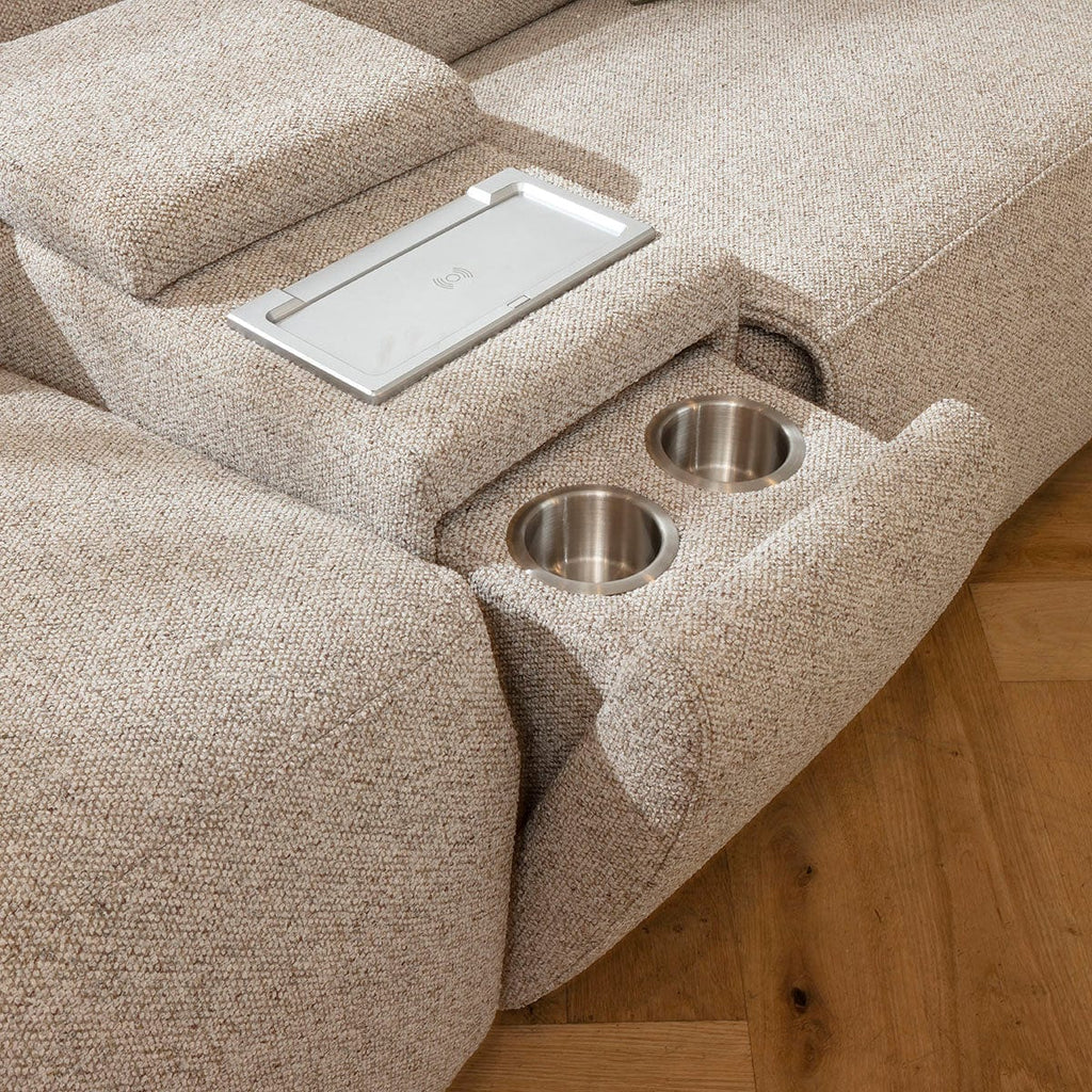 Lola Large 5 Seater Recliner Corner Sofa & Console Beige 372x253cm 8C1