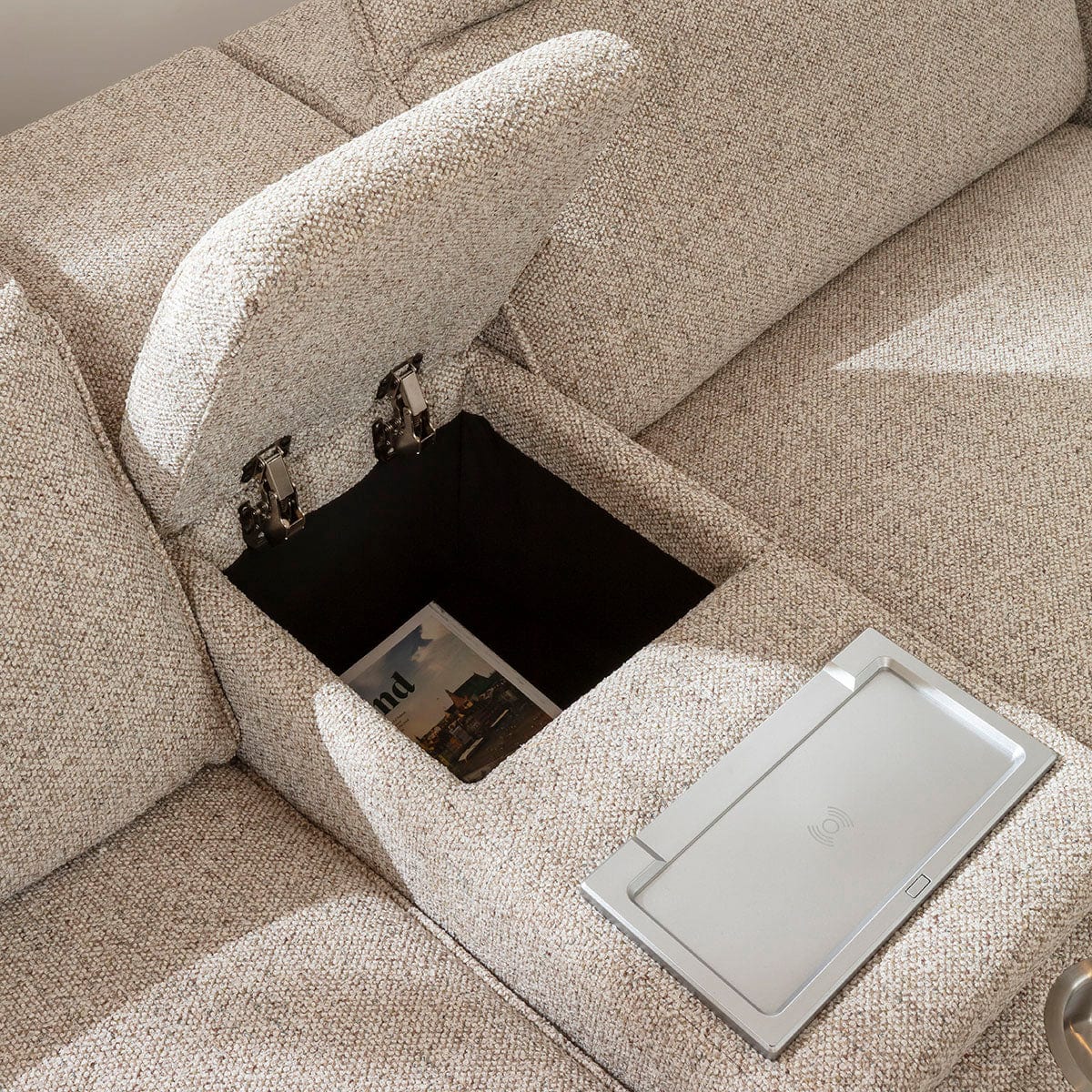 Lola Large 5 Seater Recliner Corner Sofa & Consoles Beige 329x329cm 14C2