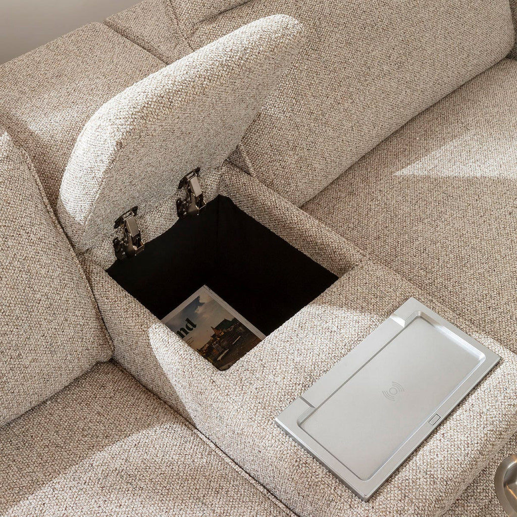 Lola Extra Large 7 Seater Recliner Corner Sofa & Console Beige 405x372cm 17C1