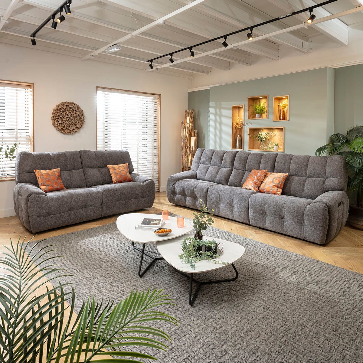 Luca Modern 3 & 2 Seater Full Electric Recliner Sofa Set Charcoal Chenille 1R1+2S