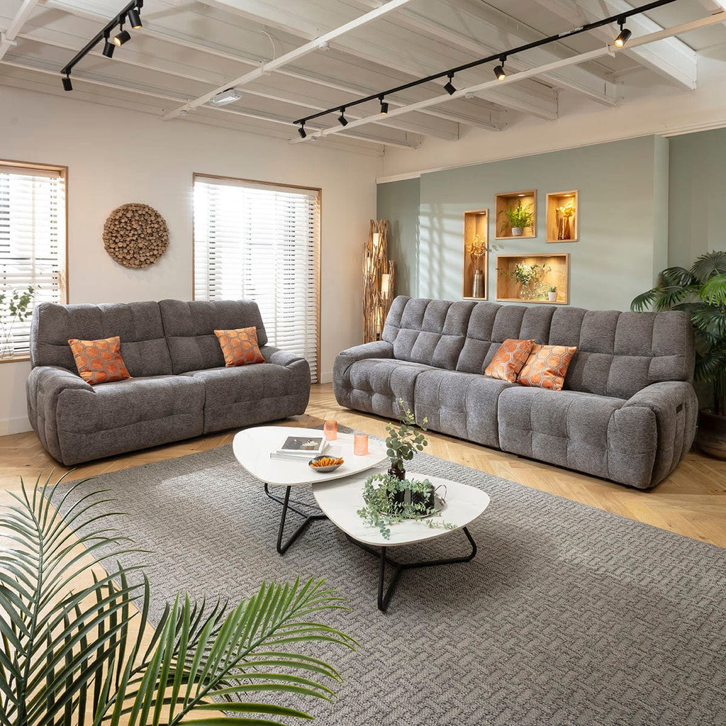 Luca Modern 3 & 2 Seater Electric Recliner Sofa Set Charcoal Chenille 1+2S