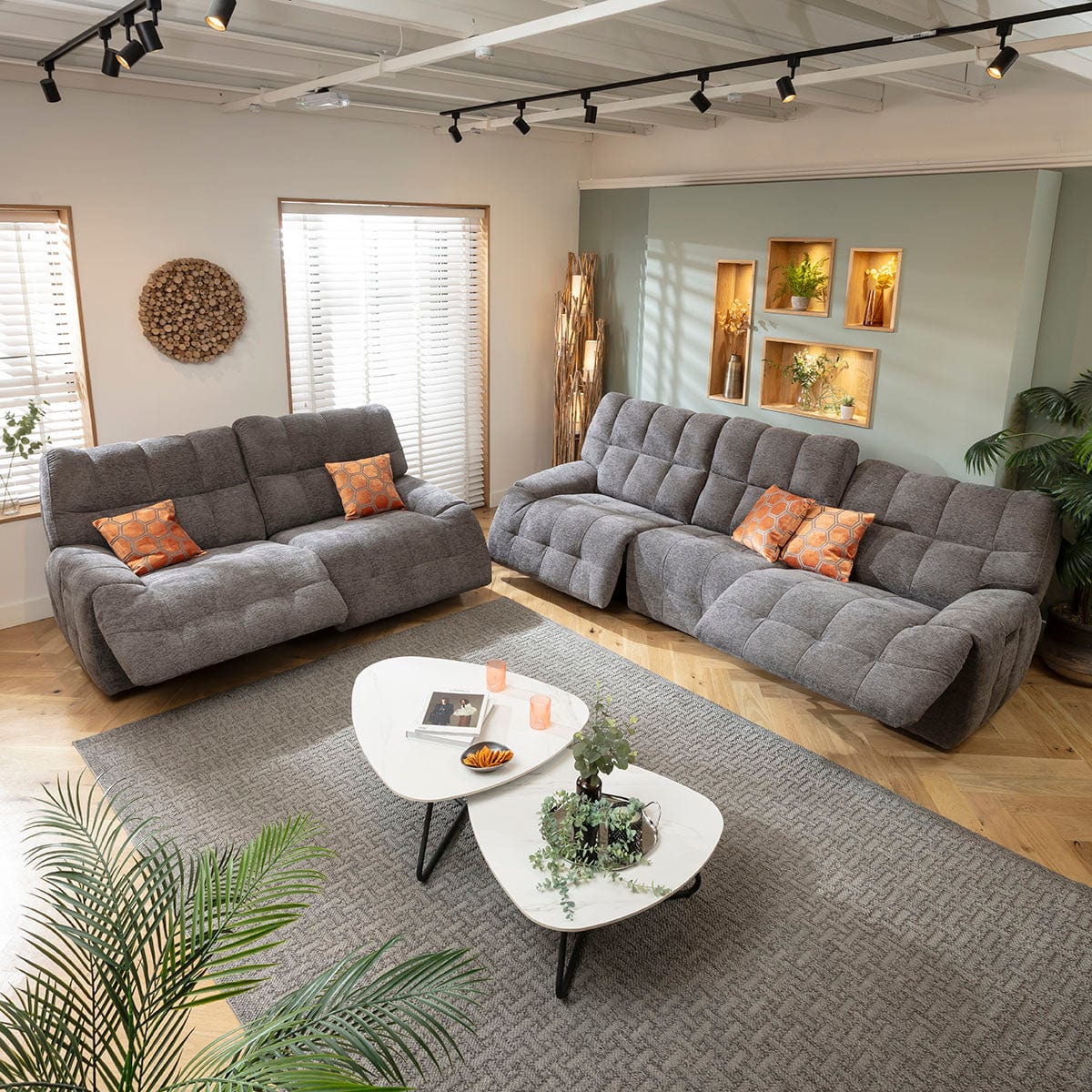 Luca Modern 3 & 2 Seater Full Electric Recliner Sofa Set Charcoal Chenille 1R1+2S