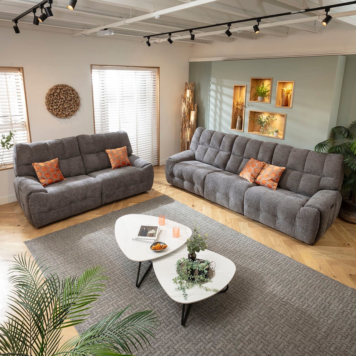 Luca Modern 3 & 2 Seater Electric Recliner Sofa Set Charcoal Chenille 1+2S