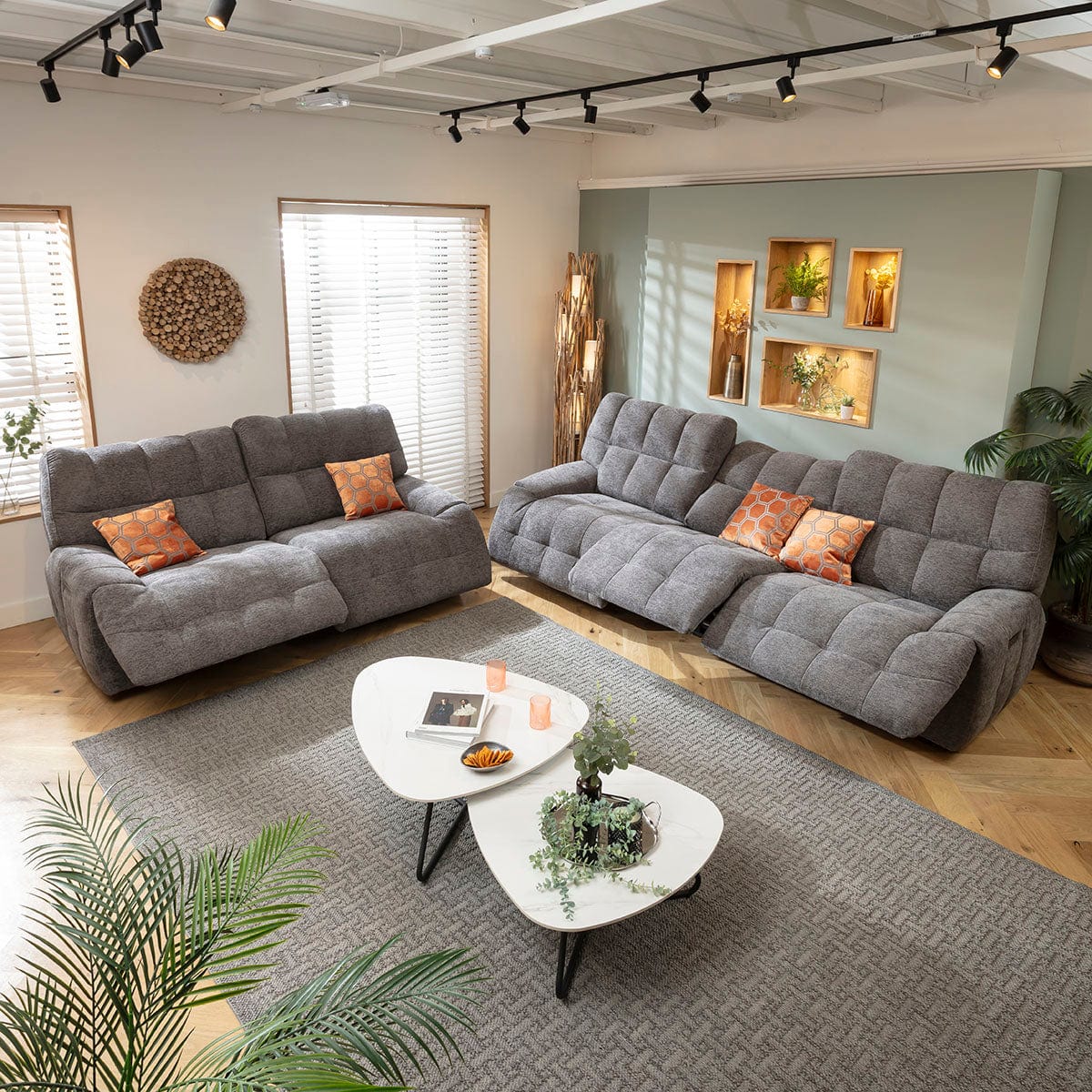 Luca Modern 3 & 2 Seater Full Electric Recliner Sofa Set Charcoal Chenille 1R1+2S