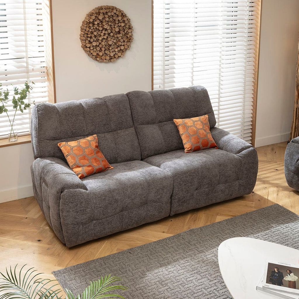 Luca Modern 2 Seater Electric Recliner Sofa Charcoal Chenille 290cm 2S