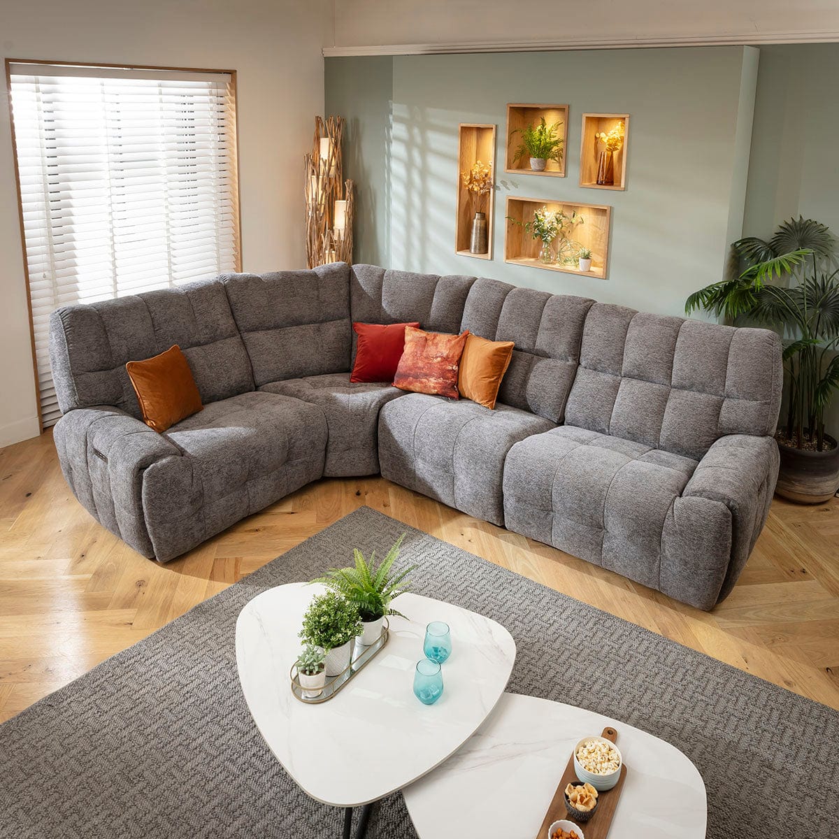 Luca 4 Seater Electric Recliner Corner Sofa Charcoal Chenille 300x220cm 5