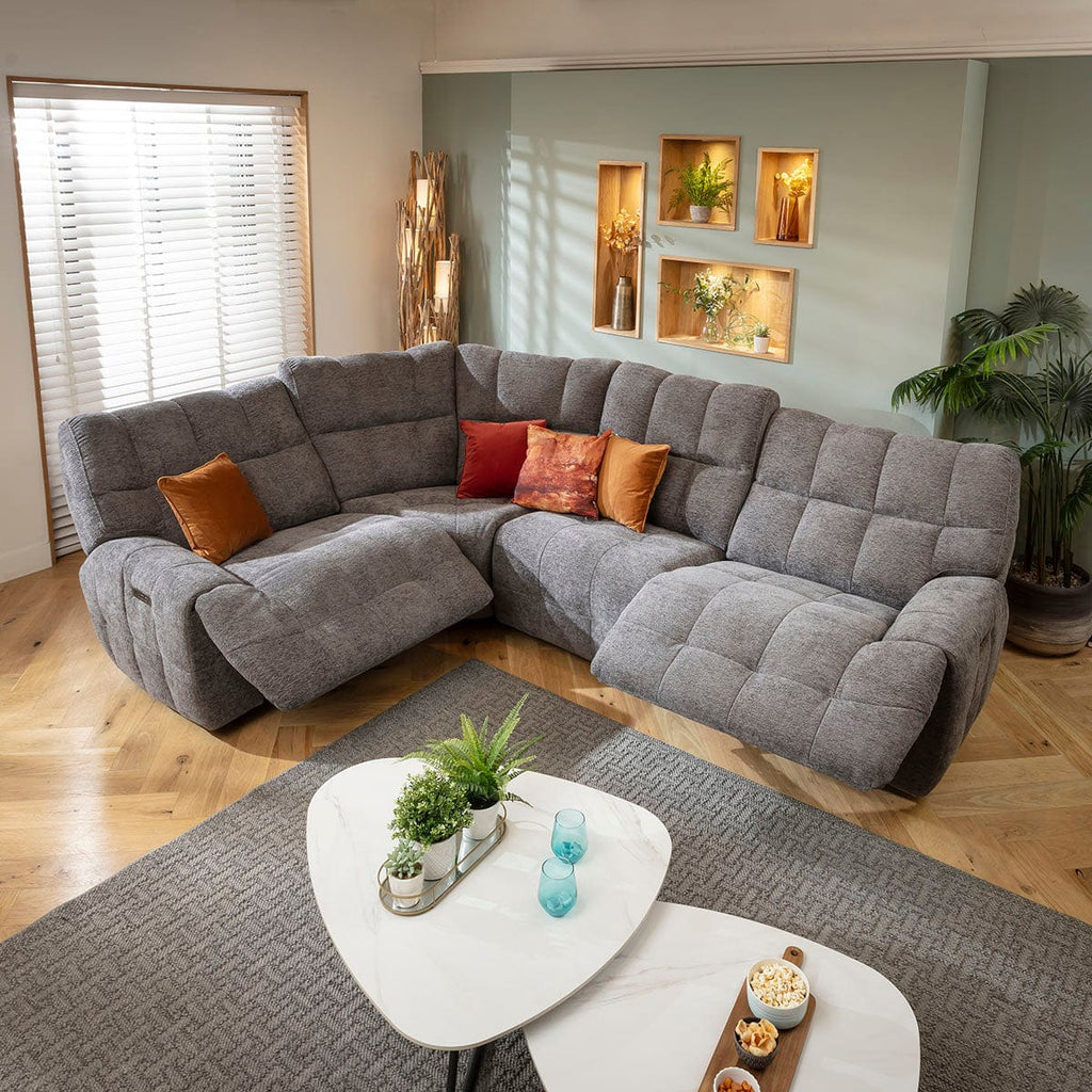 Luca 4 Seater Electric Recliner Corner Sofa Charcoal Chenille 300x220cm 5