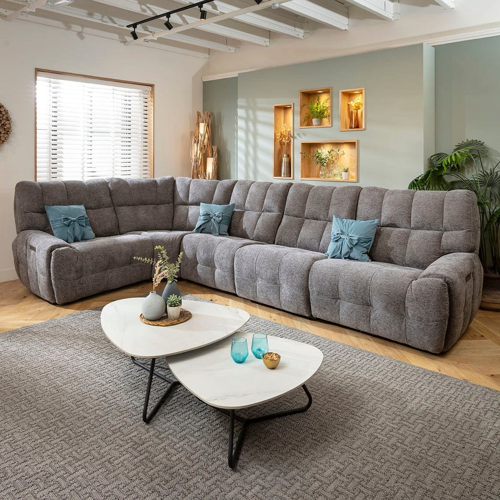 Luca 5 Seater Dual Recliner Corner Sofa Charcoal Chenille 380x220cm 8