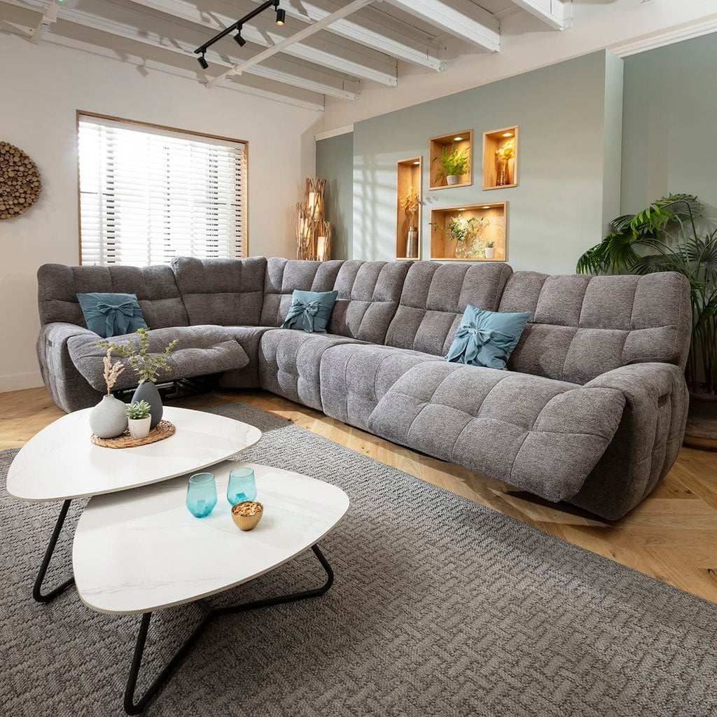 Luca 5 Seater Triple Recliner Corner Sofa Charcoal Chenille 380x220cm 8R1