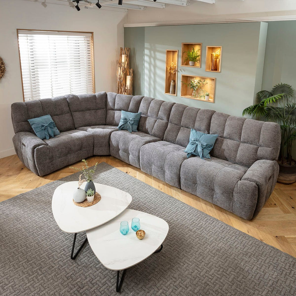 Luca 5 Seater Dual Recliner Corner Sofa Charcoal Chenille 380x220cm 8