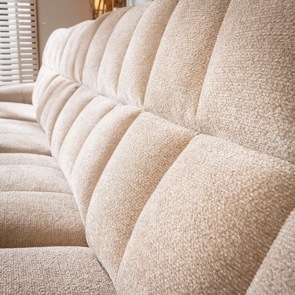 Luca 5 Seater Triple Recliner Corner Sofa Beige Chenille 380x220cm 8R1