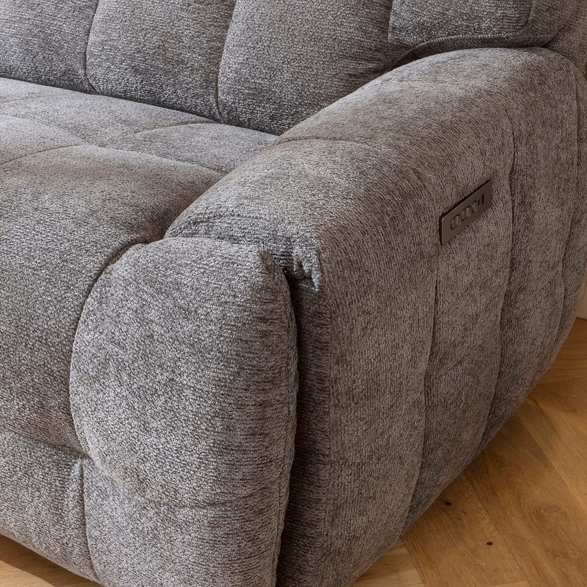 Luca Extra Large 7 Seater Triple Recliner Corner Sofa Charcoal Chenille 380x380cm 17R1