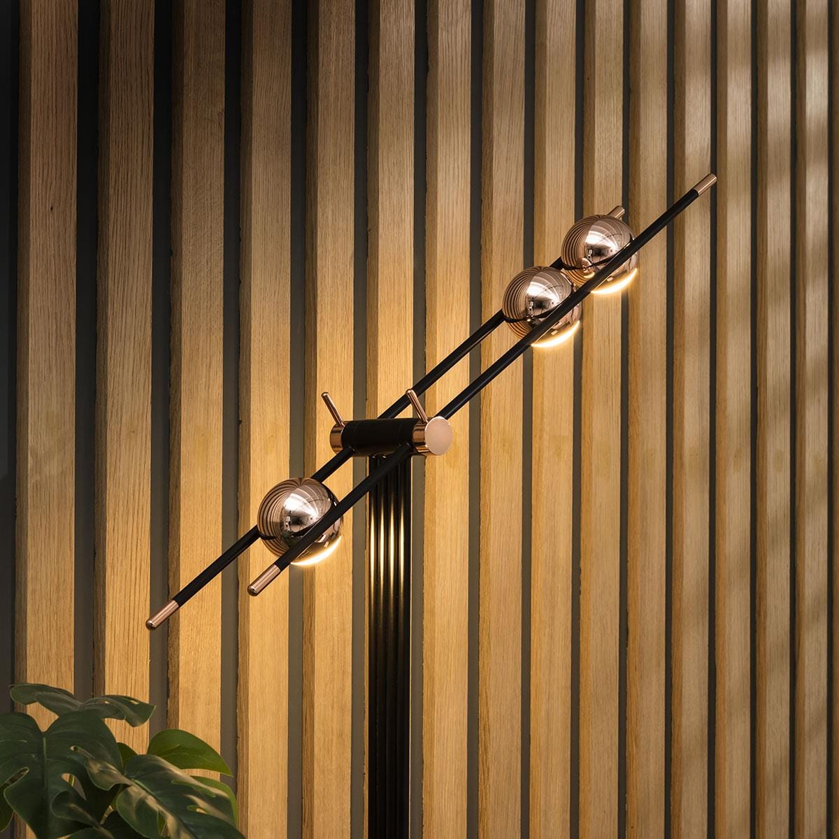 Lux Bedside Desk Table Lamp Black & Gold 50cm