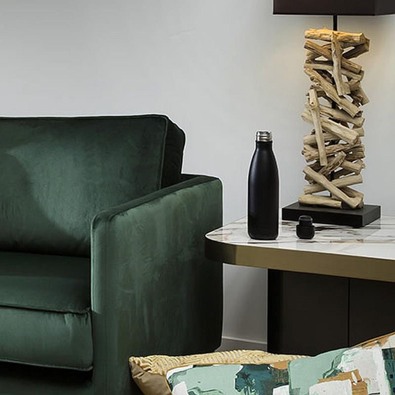 Luxurious Ceramic Marble Side Lamp Table with Metal Trim - White & Gold 65cm Square