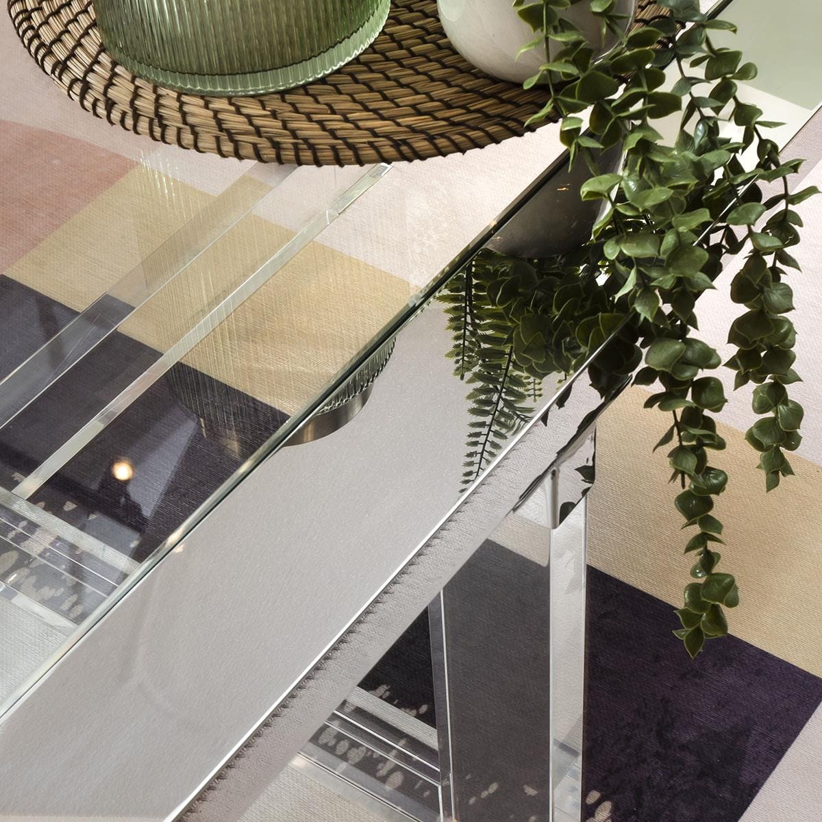 Luxury Clear Glass Coffee Table - Modern Metal Frame - 100cm Square