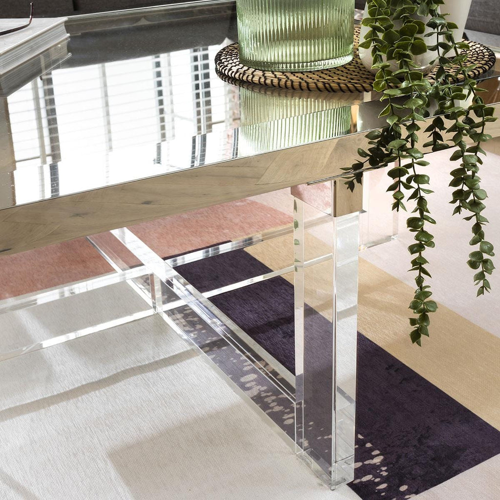 Luxury Clear Glass Coffee Table - Modern Metal Frame - 100cm Square