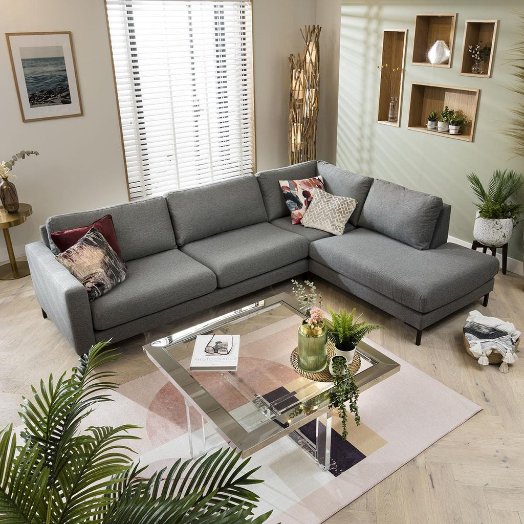 Luxury Clear Glass Coffee Table - Modern Metal Frame - 100cm Square