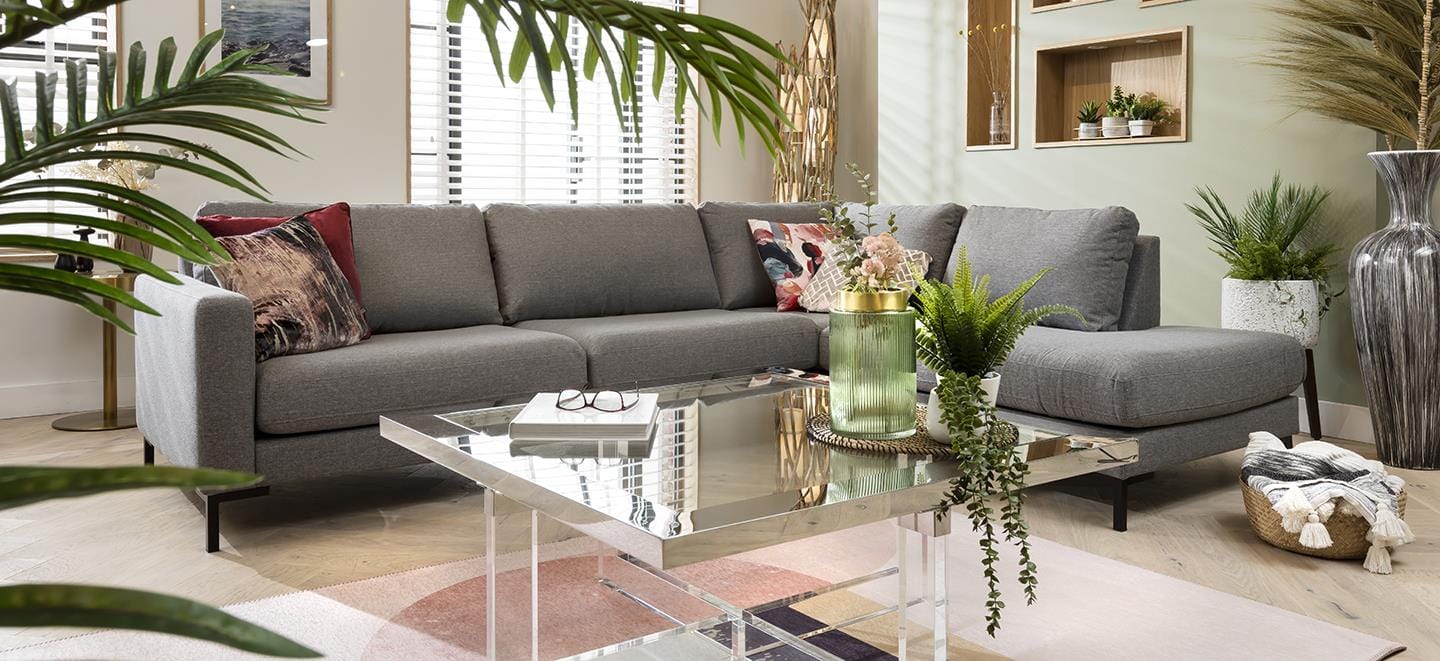 Luxury Clear Glass Coffee Table - Modern Metal Frame - 100cm Square