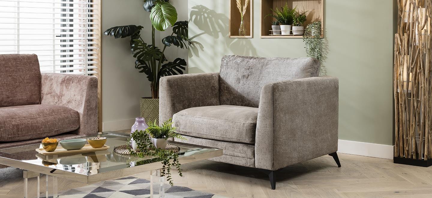 Luxury Fabric Armchair - Wide Snuggle Lounge Chair - Riviera Truffle - 115cm