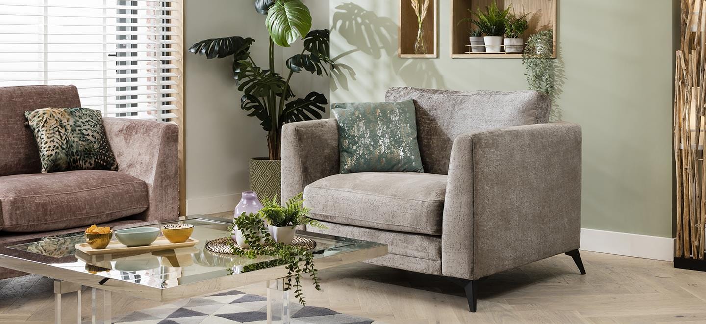 Luxury Fabric Armchair - Wide Snuggle Lounge Chair - Riviera Truffle - 115cm