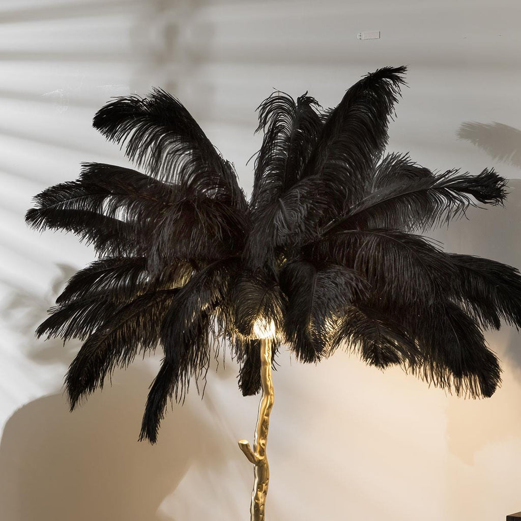 Luxury Feather Palm Tree Premium Floor Lamp | Black