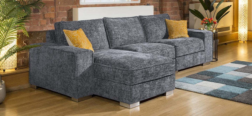 Luxury Large Modern Soft 3 Seater & Chaise Many Colours & Fabrics 1L