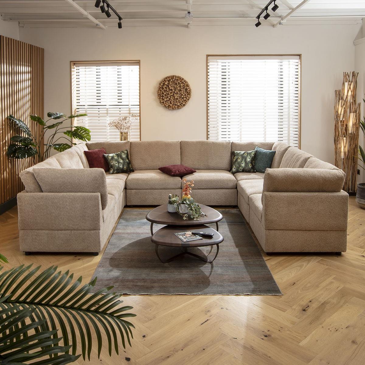 Sully 8 Seater U-Shape Sofa Biscuit Beige Boucle 320x240cm 11