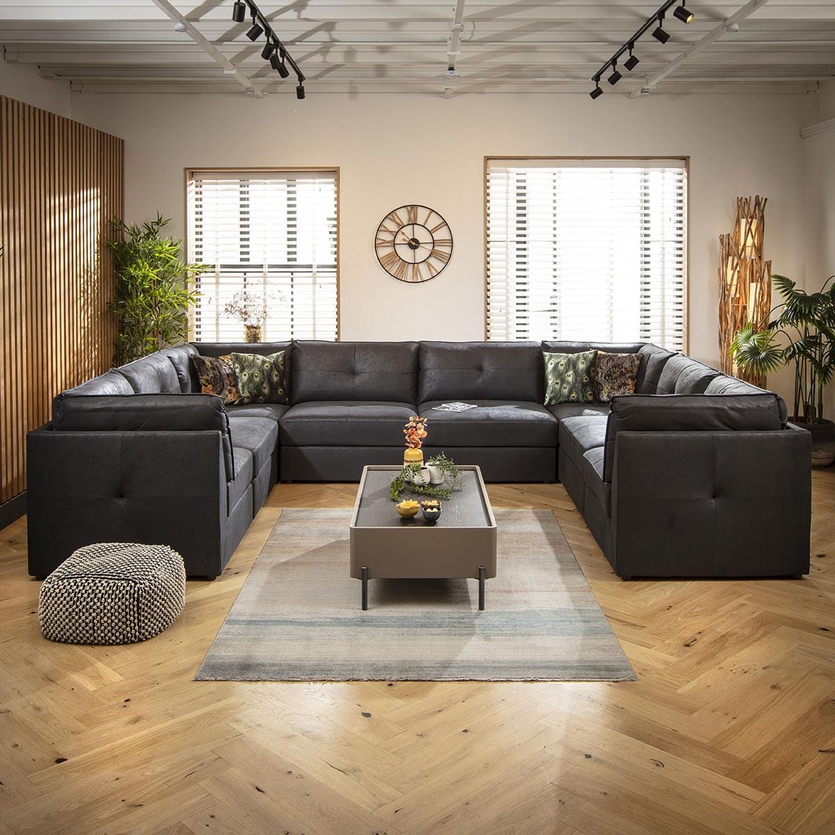 Archie 8 Seater U-Shape Sofa Black 360x270cm 11