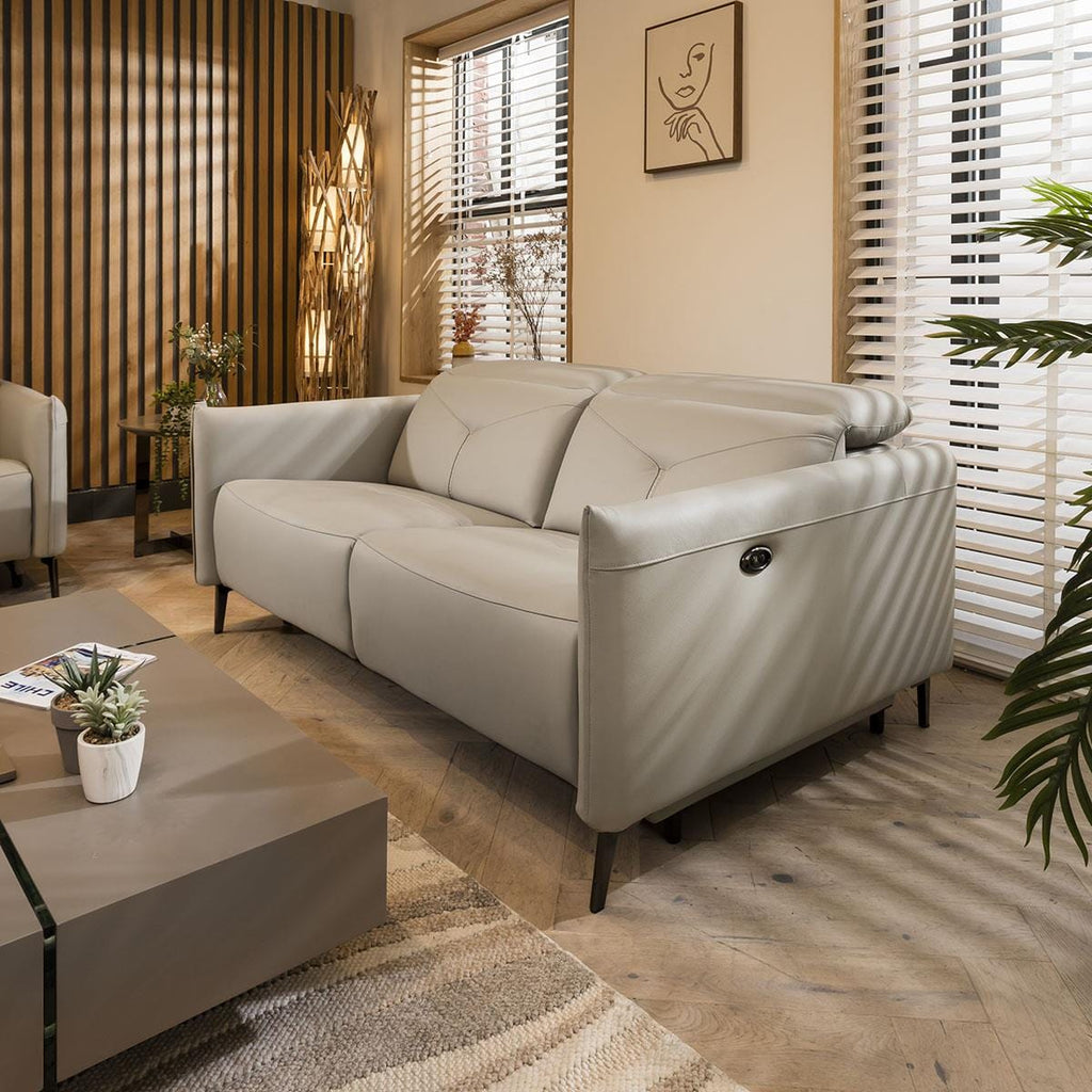 Reggie Recliner 2 Seater Leather Sofa Stone