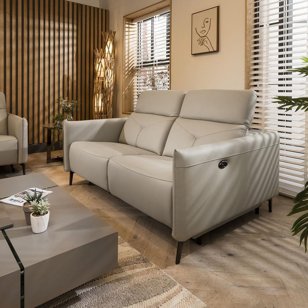 Reggie Recliner 2 Seater Leather Sofa Stone