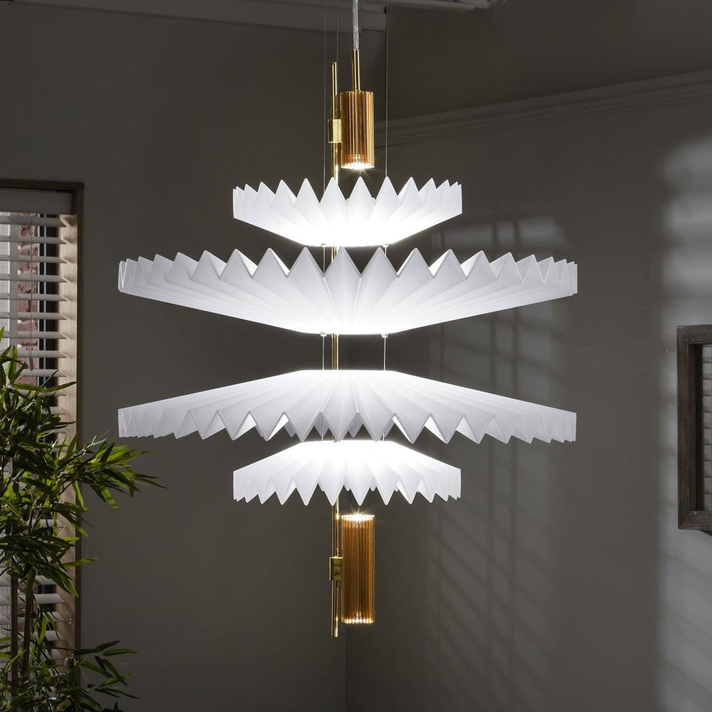 Luxury Retro-Inspired Ceiling Light - Luxury White & Gold Pendant 60cm