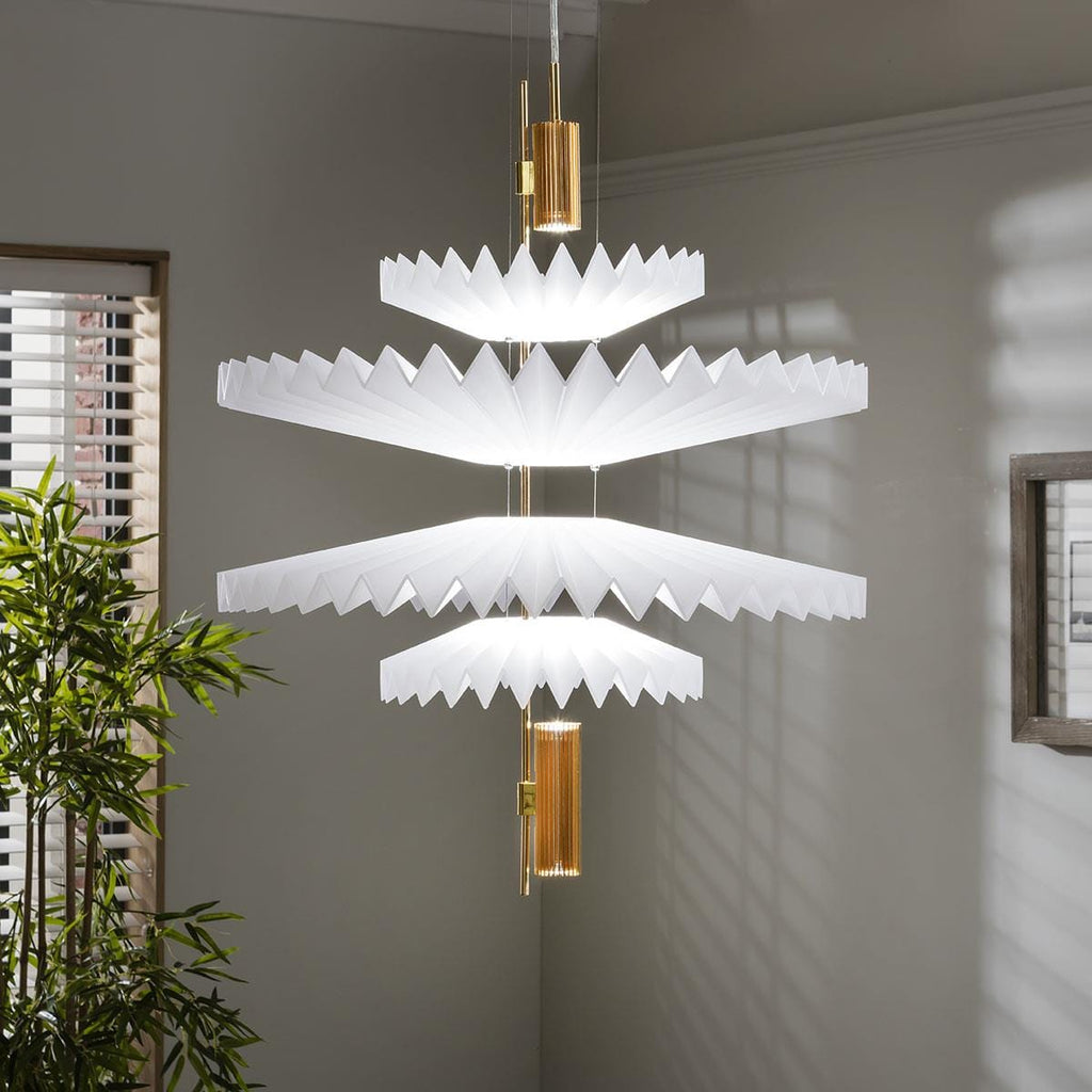 Luxury Retro-Inspired Ceiling Light - Luxury White & Gold Pendant 60cm