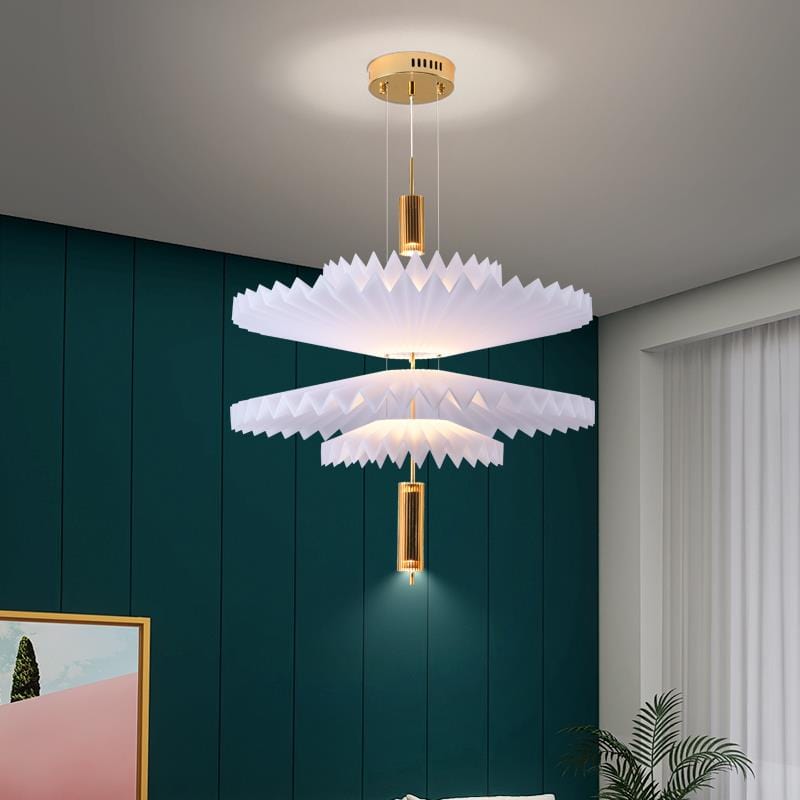 Luxury Retro-Inspired Ceiling Light - Luxury White & Gold Pendant 60cm