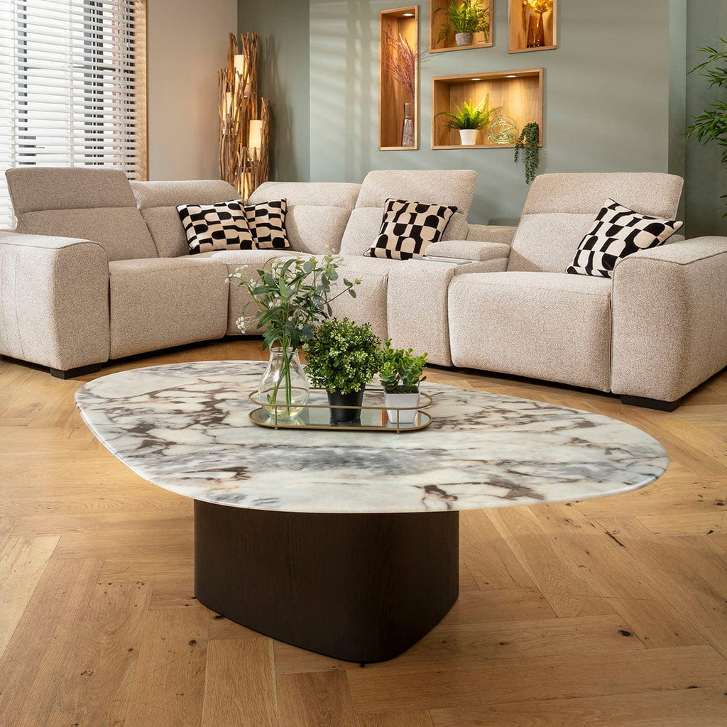 Ashford Ceramic Marble Coffee Table White & Grey 140x90cm
