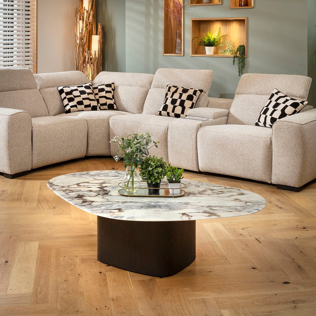 Ashford Ceramic Marble Coffee Table White & Grey 140x90cm