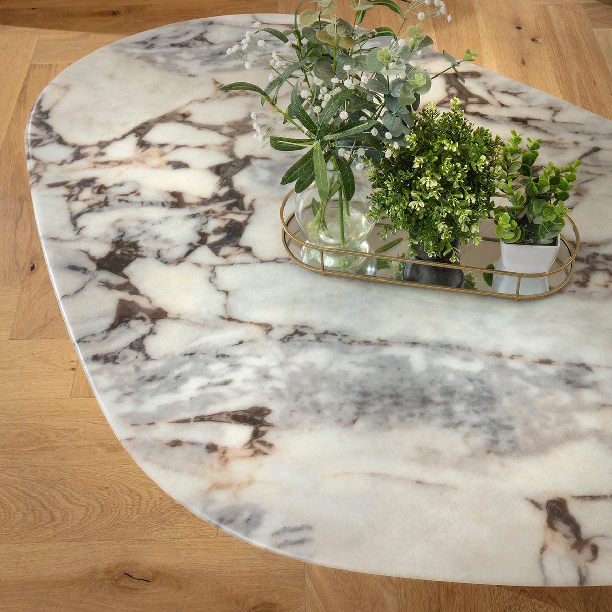 Ashford Ceramic Marble Coffee Table White & Grey 140x90cm