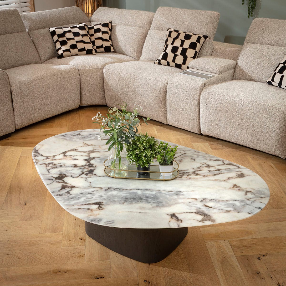 Ashford Ceramic Marble Coffee Table White & Grey 140x90cm