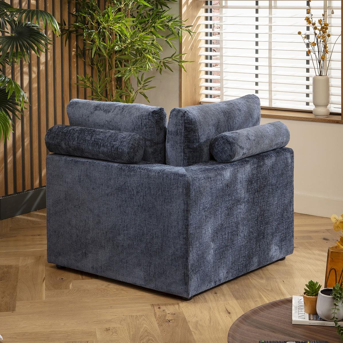 Martha Corner Section Blue Chenille 92x92cm