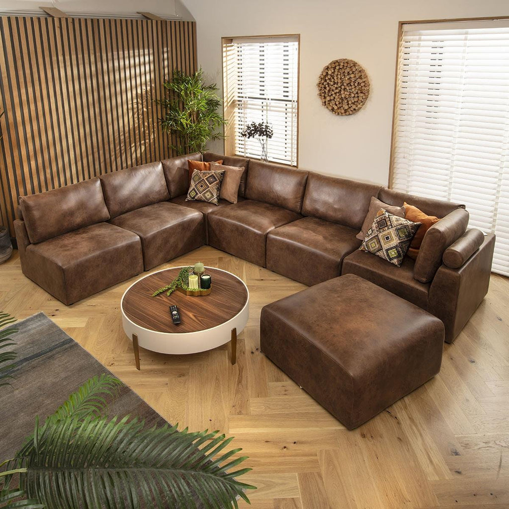 Martha Footstool Section Antique Brown 82x87cm