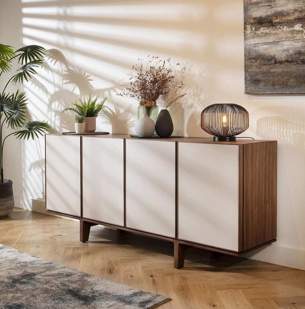 Robbins 4 Door Sideboard Buffet Walnut & Chalk 180cm