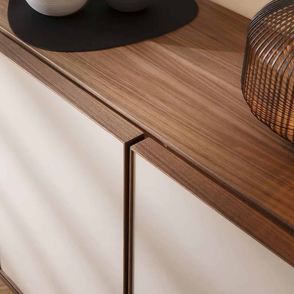 Robbins 4 Door Sideboard Buffet Walnut & Chalk 180cm