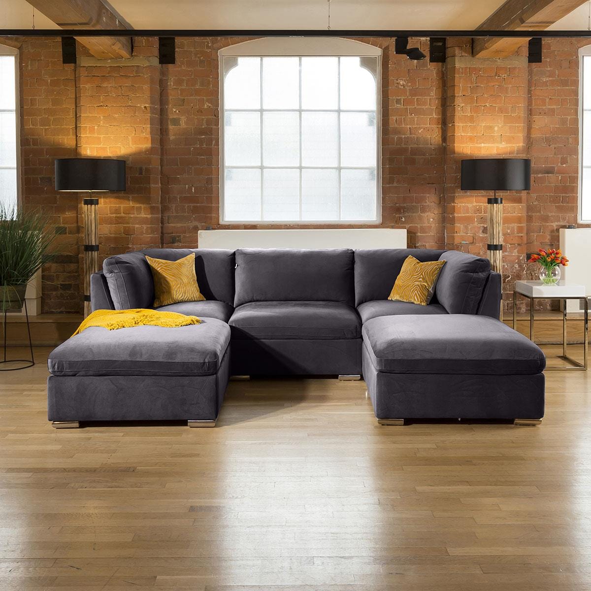 Mikey 3 Seater U-Shape Sofa Dark Grey 285x190cm 4