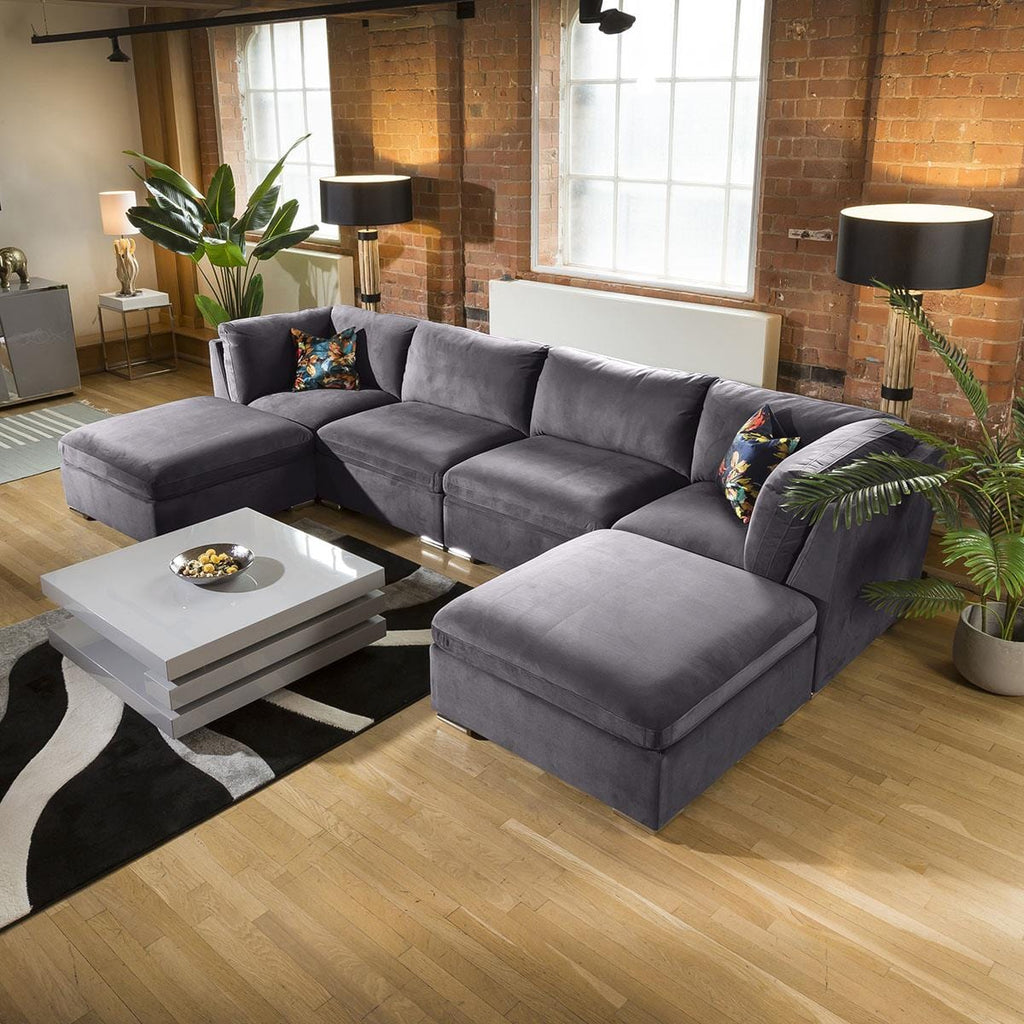 Mikey 4 Seater U-Shape Sofa Dark Grey 380x190cm 7