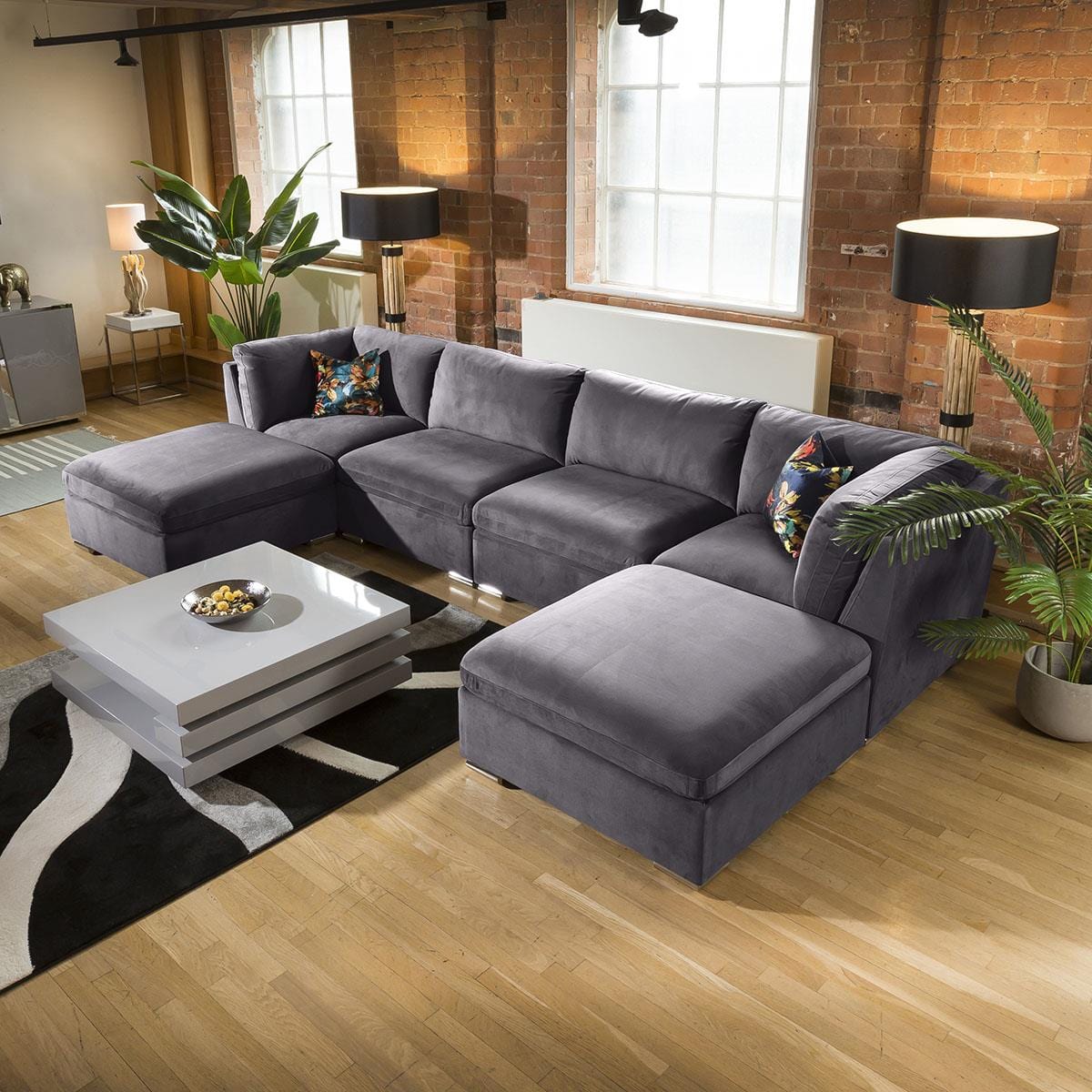 Mikey 4 Seater U-Shape Sofa Dark Grey 380x190cm 7