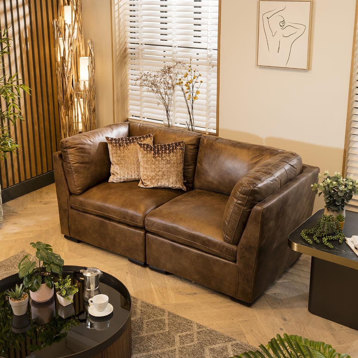 Mikey Small 2 Seater Sofa Brown 190x95cm 2S