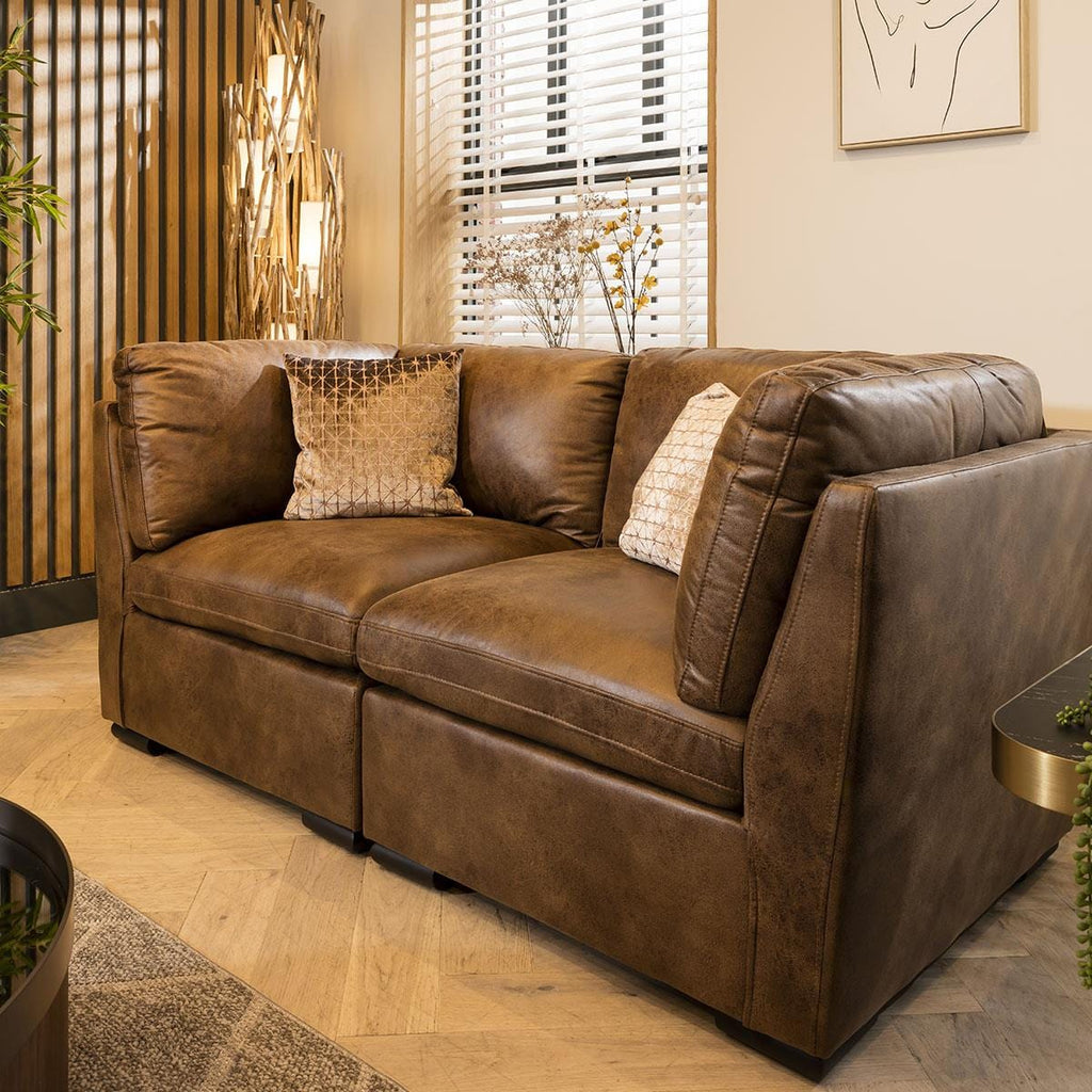 Mikey Small 2 Seater Sofa Brown 190x95cm 2S