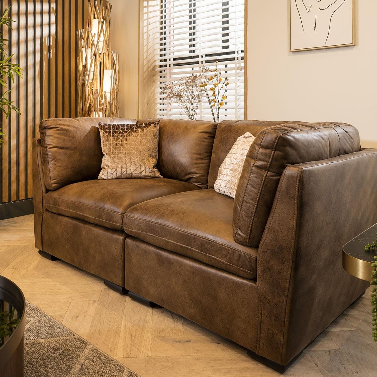 Mikey Small 2 Seater Sofa Brown 190x95cm 2S