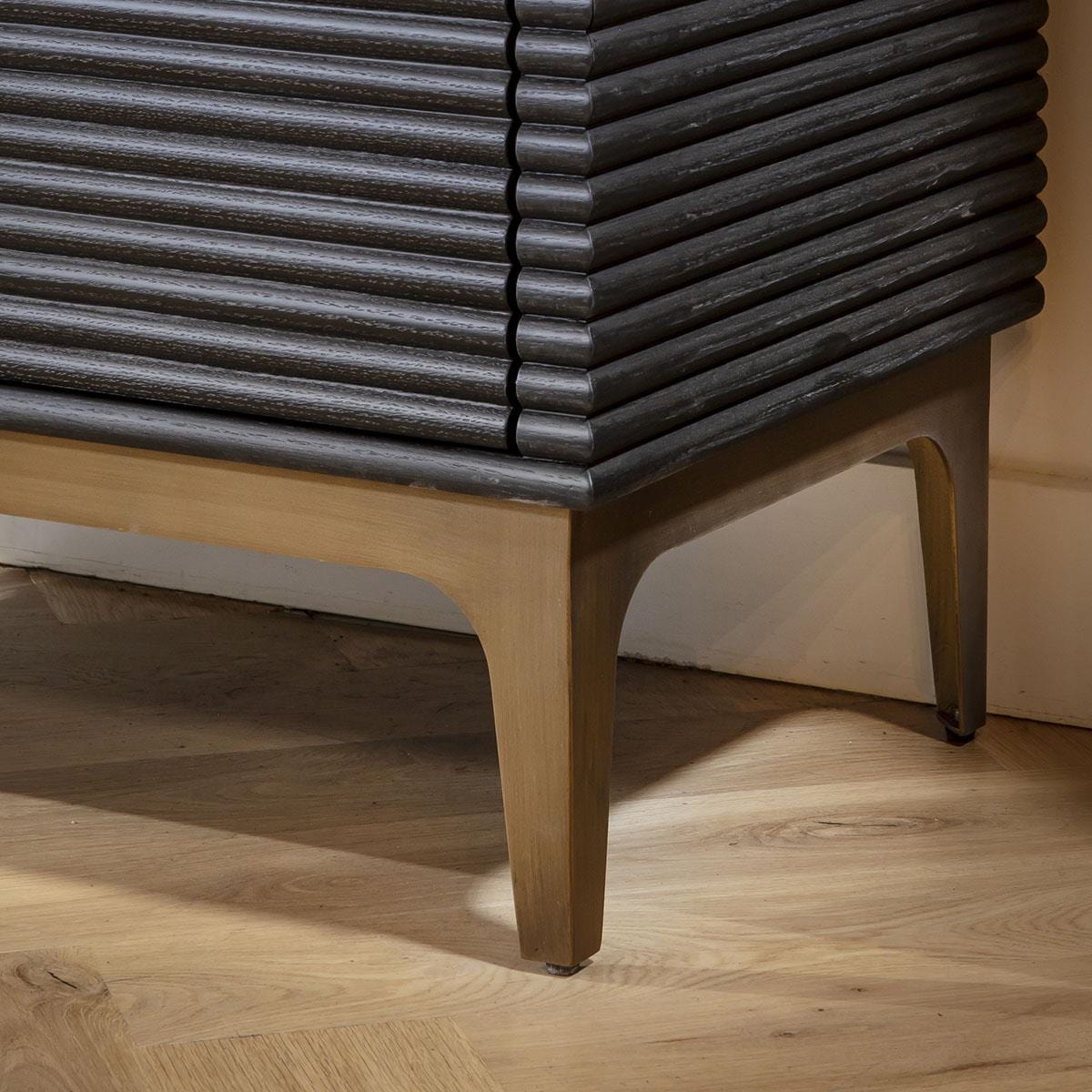 Baza 2 Door Small Sideboard Cabinet Fluted Black Oak 90cm